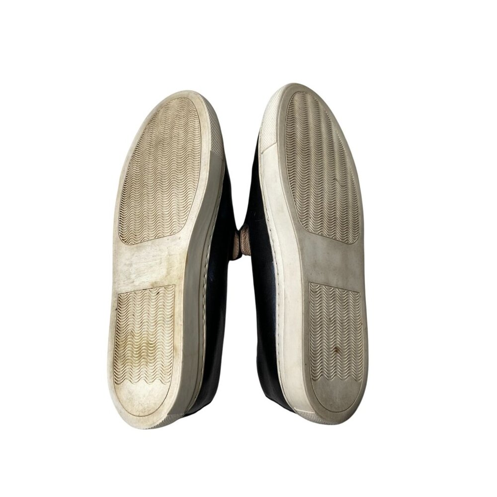 Sylvia Noster Slip-on Sneakers with Silver Tassels Women Size 8 Black Leather - Picture 9 of 12